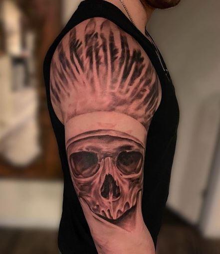 Matt Morrison - Black and Gray Skull with Headdress